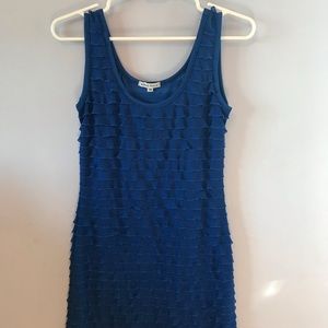 Blue fitted ruffle dress